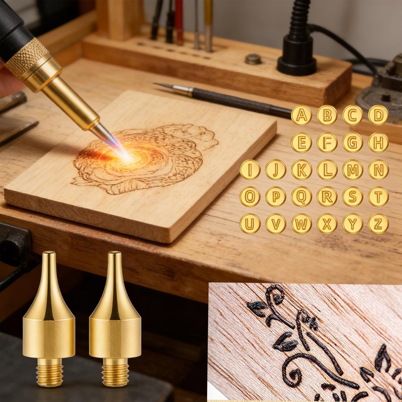 Wood Burning Tips Letters Set, Alphabet Template Branding tip for