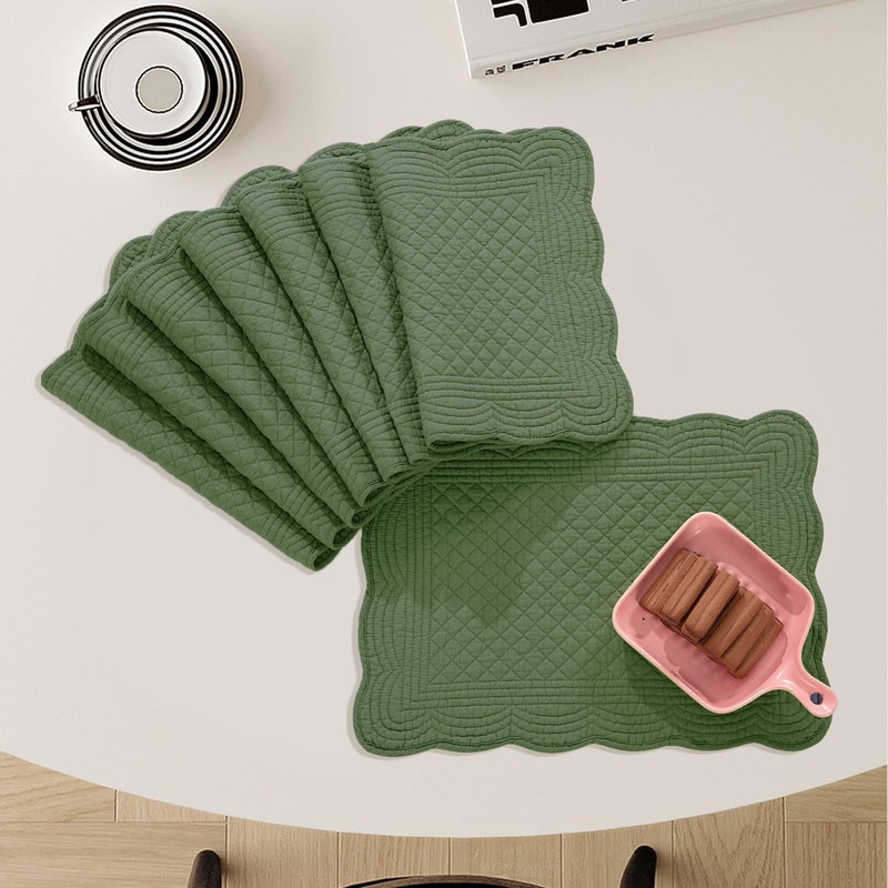 MABOZOO 100% Cotton Quilted Placemats Set of 6,Washable Cloth Table