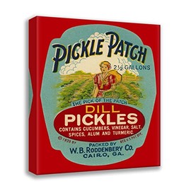 ArtDirect Retrolabel 19x24 Gallery Wrapped Canvas Museum Art Titled: Pickle Patch Dill Pickles