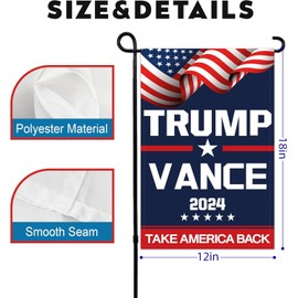 Trump Vance 2024 Garden Flag 12x18 Inch Double Sided Trump Vance Flags with Vivid Color for Yard Lawn Garden Decor, Home Decorative Flags Banner for House Sign Outside Decorations