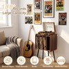 Record Player Stand with 4 Cabinets, Walnut