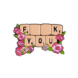 Funny Rude Humor Enamel Pin, F word Sarcasm Brooch Pin, Hilarious Gift For Sassy Girl Women, Dark Humor Lapel Badge, Sarcastic Quote Brooches, Snarky Decorative Floral Jewelry Accessories For Bag Jacket Hat