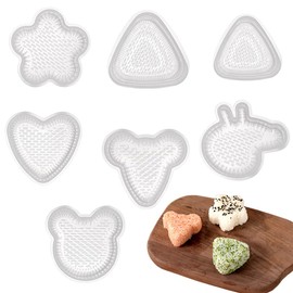 SensaBliss Transparent Rice Ball Die Cutters Set of 7 Convenient Onigiri Molds for Kids Meal Improvement DIY Flowers, Animals, Triangles, Hearts, Easy Care, Reusable for Home, Kitchen, Restaurant and