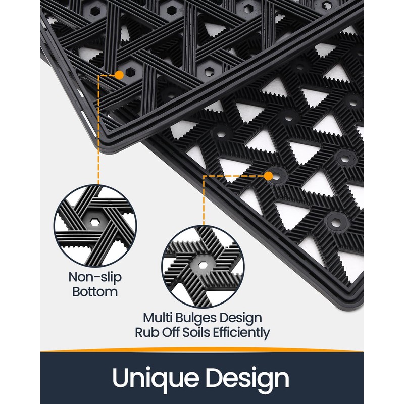 Oakeep Door Mat Outside Front Entrance 24x36, Rubber Welcome Doormat