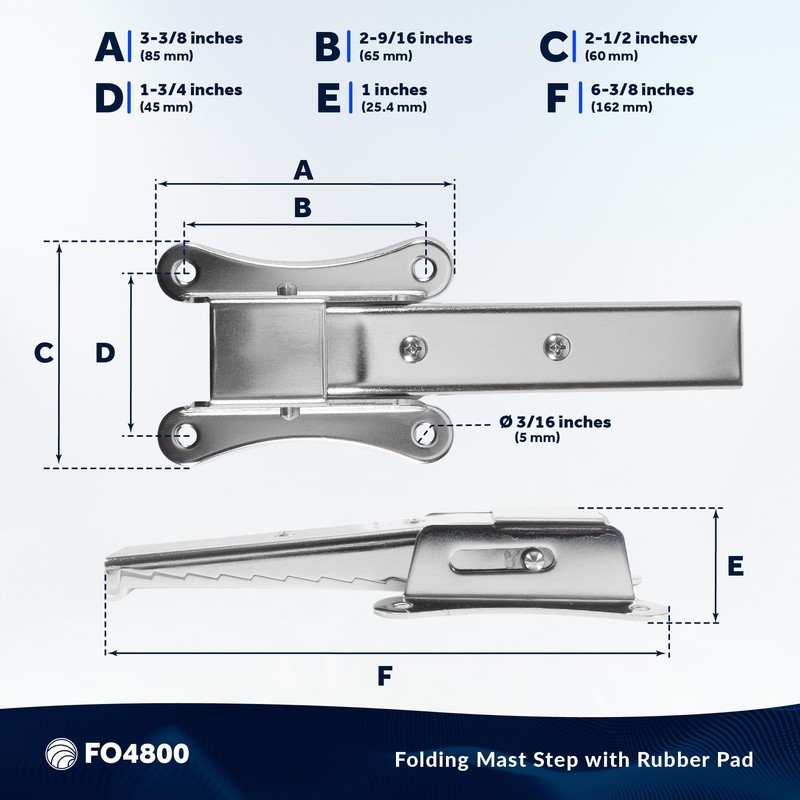 Five Oceans Folding Step, Folding Mast Step - Stainless Steel