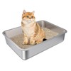 FUTAM Stainless Steel Litter Box Small to Medium,17.5" x 13.5"