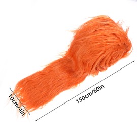 Orange Faux Fur Fabric 10 x 150 cm Fur Precut Strips Fluffy Fuzzy Faux Fur Fabric Shaggy Plush Fake Craft Fur for Costume DIY Gnomes Beard Santa Claus Hair Dwarf Cosplay Christmas Deco