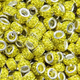 60 abalorio espaciadoras de diamantes de imitación grandes, abalorio amarillas para manualidades europeas, abalorio grandes, diamantes de imitación, abalorio de Murano, abalorio de jardín para