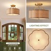 Joyartic 13" Rattan Semi Flush Mount Ceiling Light 3-Light Boho