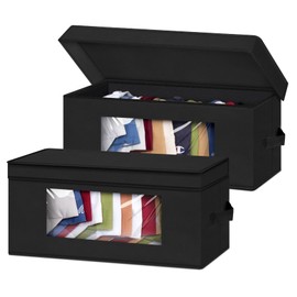 SLEEPING LAMB Stackable Hat Organzier for Baseball Caps, 2 PCS Hat Storage Boxes for Closet Hold 30 Caps with Cardboard, Black