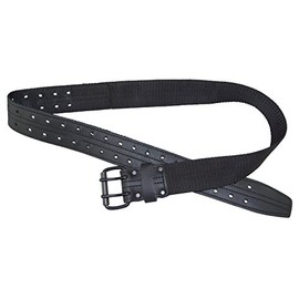 Graintex PB2023 2" Leather/Webbing Belt with Double Needle Roller Buckle Fits 28" to 50" Black Color