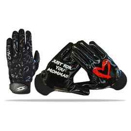 Scale Wear Design Just for You Momma Football Gloves Sticky Tacky Pro Grip Super Palms Boost Your Game Glove Sizes Youth Adult Mens (Black, Adult - Large)
