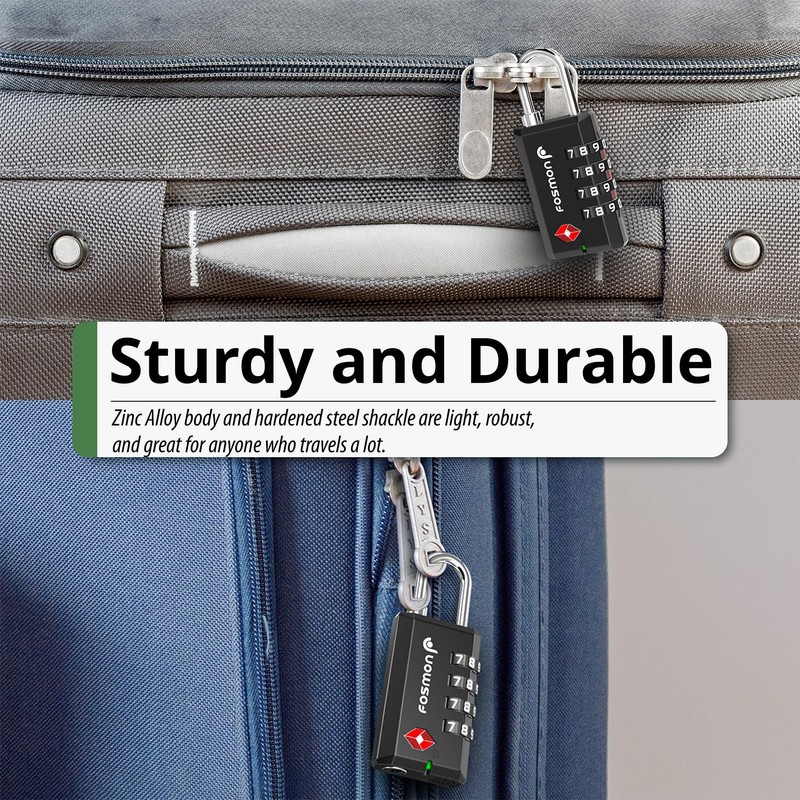 Fosmon TSA Approved Locks for Luggage/ Suitcase with Open Alert