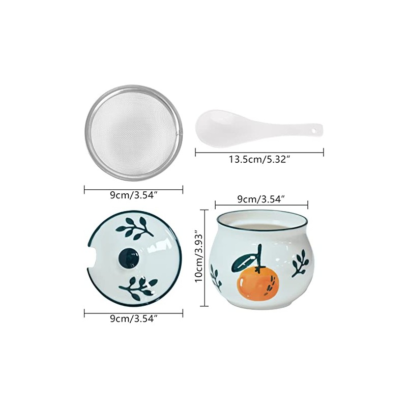 Koythin Ceramic Bacon Grease Container with Strainer, 23 oz Suitable