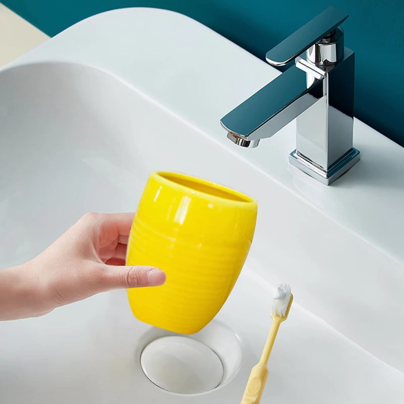 Bathroom Accessories Set 4 Piece Yellow Ceramic Bathroom Decor Accessory