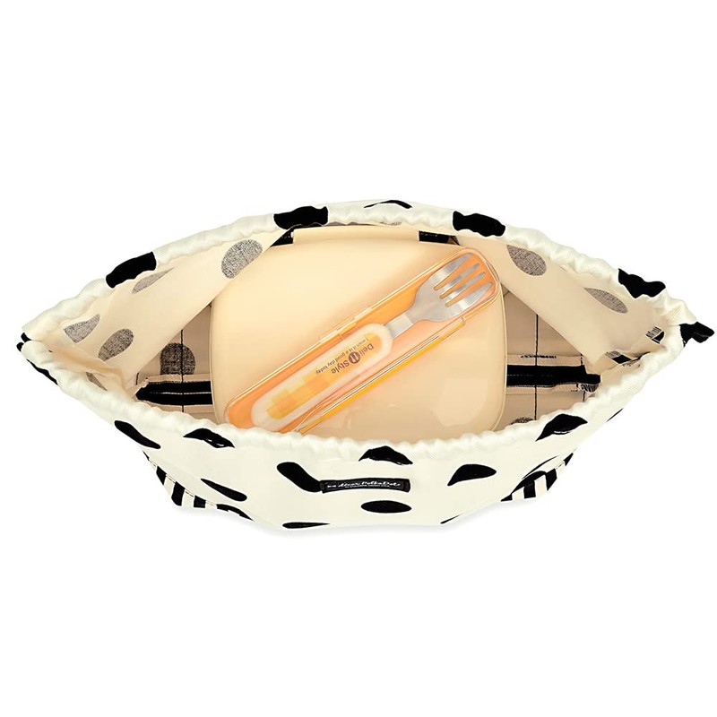 d_p polka dot large twill Drawstring Medium Lunch Box, white