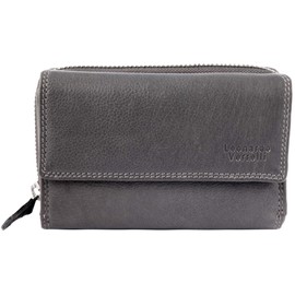 LEONARDO VERRELLI 3000093 Women's Wallet in Real Leather Landscape Format RFID Safe 14 x 9 cm, gray, coin purse