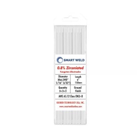 Smart Weld White TIG Welding Tungsten Electrode Assorted 9 pack .040" 1/16" 3/32" Length 6"