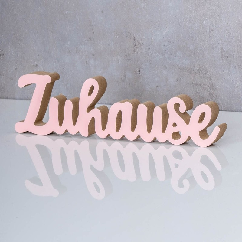 levandeo Lettering Home L30 cm Pastel Pink Wood Table Decoration