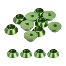 QUARKZMAN Set of 10 M3 Cone Cup Washers Anodized Aluminum Gaskets Cone Countersunk Washers for Screw RC/FPV/PC/Drone/Mechanical Accessories Model Parts (Green)