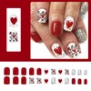 Auiremrti Pack of 24 red heart-shaped glittering artificial nails, Valentine's