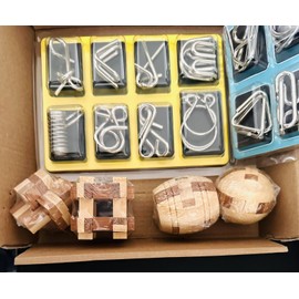 3D Metal & Wooden Brain Teasers Puzzle Set Gift Kids & Adults Instructions *READ