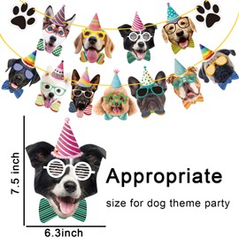 Duufin 15 Pieces Dog Faces Claws Party Banner Set Birthday Portrait Banner Dogs Theme Party Bunting Decoration