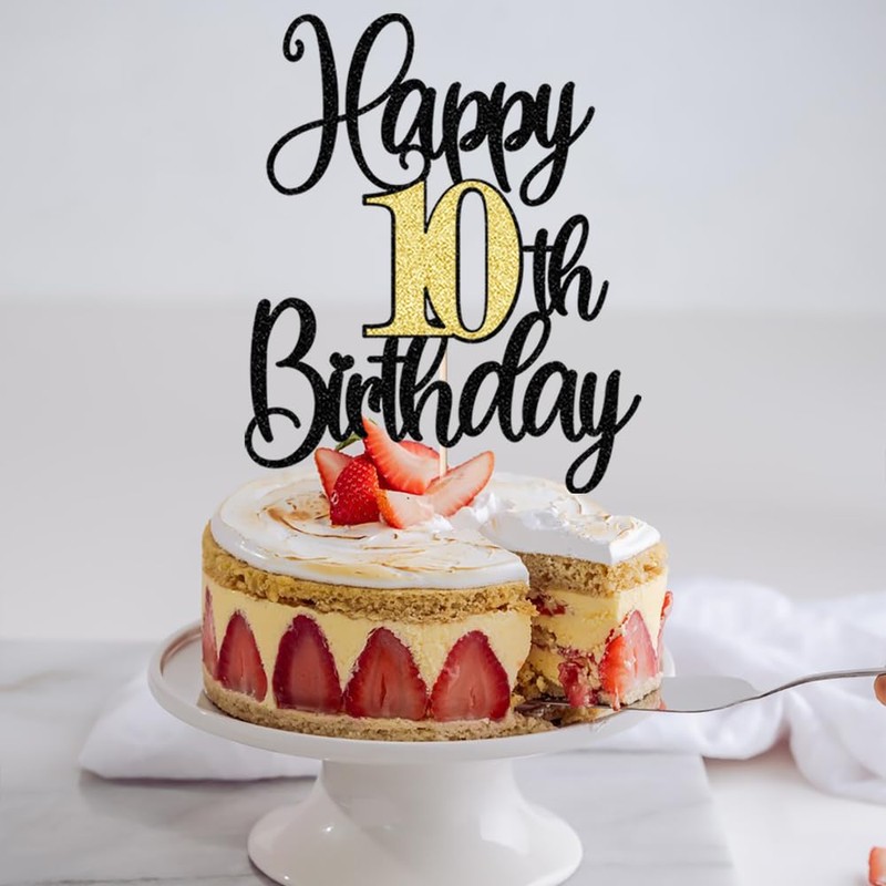 FLORCMET - Decoración para tarta de feliz cumpleaños de 10