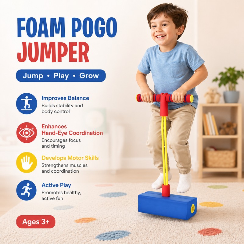 Foam Pogo Jumper Set for Kids Ages 3+ – 3-Pack