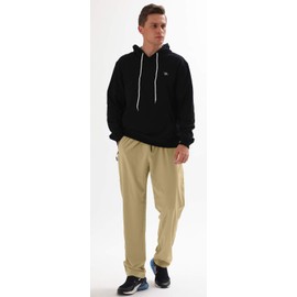 AIRIKE Men's Elastic Waist Hiking Pants Water Resistant Quick-Dry Lightweight Outdoor Sweatpants with Zipper Pockets Khaki