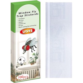 LFSYS 100 Pack Window Fly Trap, Fruit Fly Traps for Indoors, Fly Paper Sticky Strips, Fly Traps for Indoors Bug Catcher Clear