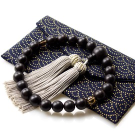 Men's Beads, 22 Beads, Pure Silk Head, Obon, Men's, Gentleman's Tiger's Eye, Abbreviated Prayer Beads, Natural Stone, Head Cluster, Power Stone, Juzu, Gift, Gift, Memorial Work, Funeral, Legal Required (Ebony, 2 Ten, Brown Crystal)