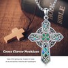Suiknsn Shamrock Necklace 925 Sterling Silver Abalone Shell Christian Cross