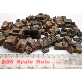 Dioramas Plus Diorama 1/35 60 Piece Unpainted Cargo Boxes Crates Buy 2, Get 3 Save $25!