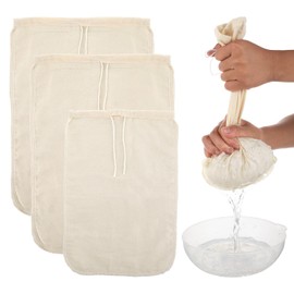 WLLHYF 3 Pack Cotton Nut Milk Bags Fine Mesh Reusable Cheese Cloth Food Yogurt Strainer Cheesecloth Bag Cold Brew Bags for Cheese Making Coffee Straining Juice Juicing