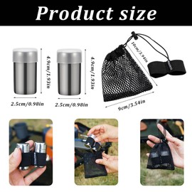 Portable Travel Salt and Pepper Sets, Stainless Steel Condiment Set with Secure Lids. Leakproof Mini Salt Shaker with Lid & Pepper Pot for Camping, Hiking, Outdoors