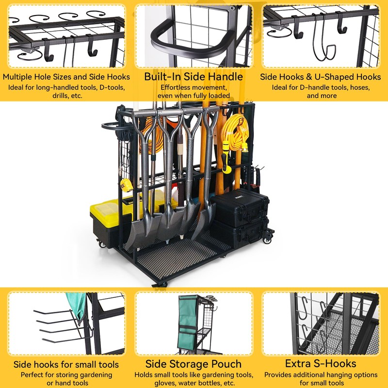 Garden Tool Organizer - Heavy Duty Garage Storage and Organization