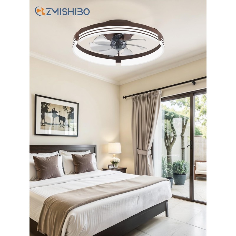 ZMISHIBO Low Profile Ceiling Fans with Lights and Remote, 20