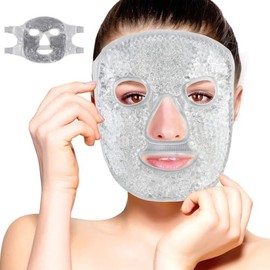 Antifaz de Gel para Cara, Mascara de Hielo Facial Frio y Calor Gris | Mascarilla de Gel Facial Reutilizable,para Reducir Bolsas Bajo los Ojos, Ojeras,