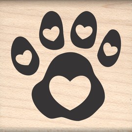 Stamps by Impression Paw Print with Hearts Rubber Stamp - 1.5" x 1.5" - ST 0502a