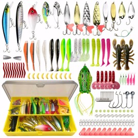 131-Piece Fishing Lure Set with Tackle Box for Pike, Fishing Accessories, Trout, Fishing Accessories Including Rubber Fish, Surface Bait, Spinner for Freshwater Saltwater Fishing
