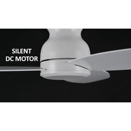 Carro 48 Inch Flush Mount Ceiling Fan without Lights, Ceiling Fan with Remote Low Profile White, 10-Speed Reversible DC Motor, 3 Dual Finish Blades, Indoor for Bedroom