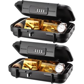 Yeyeplum 2 Pack Portable Safe Lock Box 4-Digit Combination Lock Box for Travel Mini Waterproof Lockable Box with Removable Wire Rope Combination Box For Family and Outdoor Activities