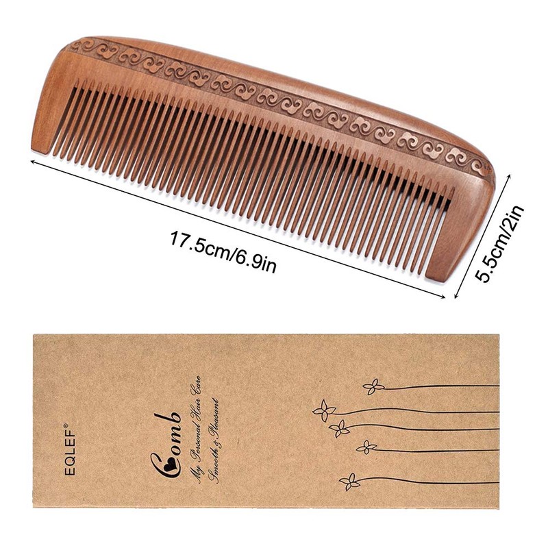 Wooden Comb Hair Comb Massage Comb Two Sided Carving Mahogany
