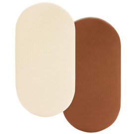 Pro Goleem Muslin Bassinet Sheet for Boys and Girls, Soft Breathable Fitted Cotton Baby Sheets Set for Oval Hourglass and Rectangular Bassinet Mattress, Neutral, 2 Pack (Brown＆Beige)