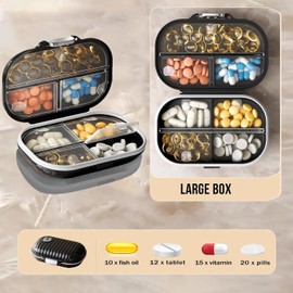 Ptyism Pill Box for On the Go Tablet Box 7 Days for Travel, Travel Pill Box, Pill Organiser Travel for Travel and Daily Use etc