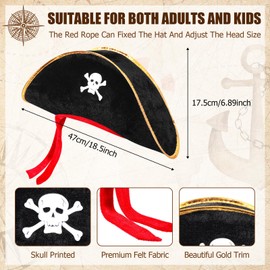 Hsei 12 Pcs Pirate Hat Pirate Costume Party Hats Skull Print for Masquerade Cosplay, Funny Party Supplies, Fancy Dress Favors