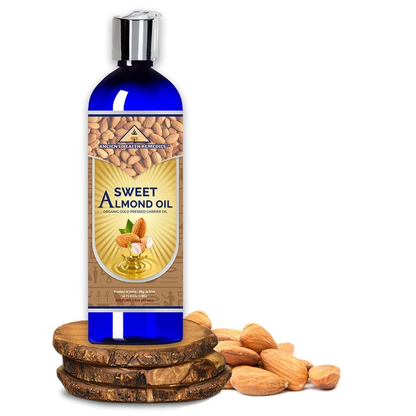 ANCIENT HEALTH REMEDIES All-Natural Cold Pressed SWEET ALMOND CARRIER OIL Greatly Priced Bulk Wholesale Oil For Beauty Skin Moisturizing DIY Body Butter,Hair & Skin Care Darkening (INDIA)