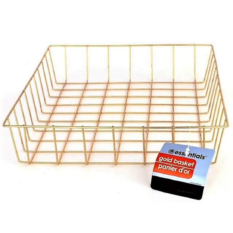 Gold Iron Wire Baskets and Trays, Round and Rectangular, 4-ct
