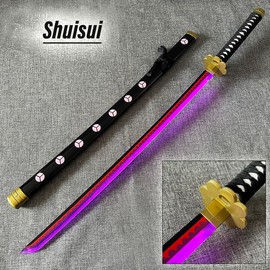 Adust Lighting Up Roronoa Zoro Sword Illuminated Anime Sword, Zoro Cosplay Costume 41 inch Overall, Japanese Zoro Katana Samurai Sword for Cosplay